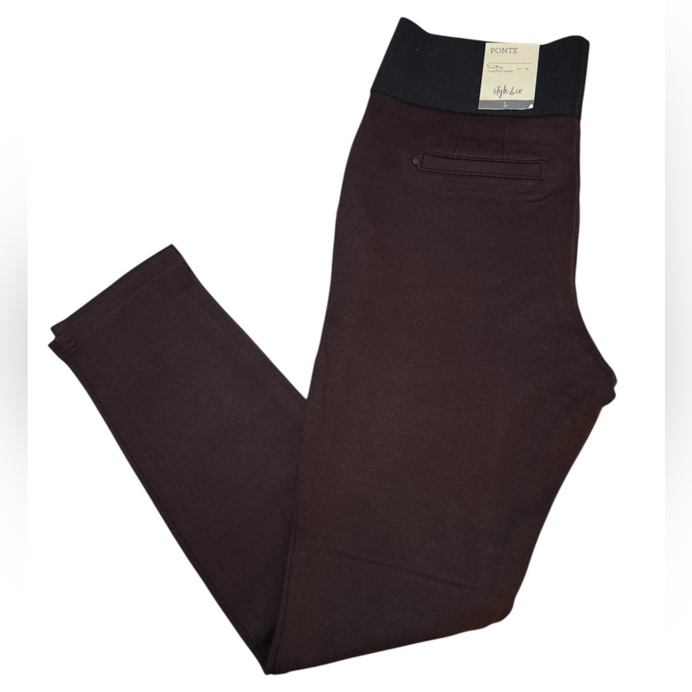 Style & Co. Ponte Leggings Mid Rise Chocolate Brown Size L - Picture 11 of 11